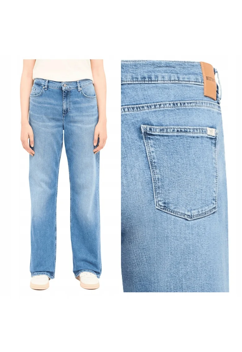 Blugi Dama,  Straight, Straight Fit, Talie Inalta, Lungi, Cu Fedwqfrmoar, 5 Buzunare, Bumbac, Albastru, Albastru