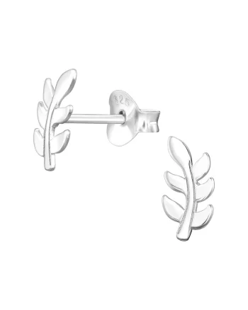 Cercei din Argint 925,  ramuri de maslin, hipoalergenici, 4x8mm