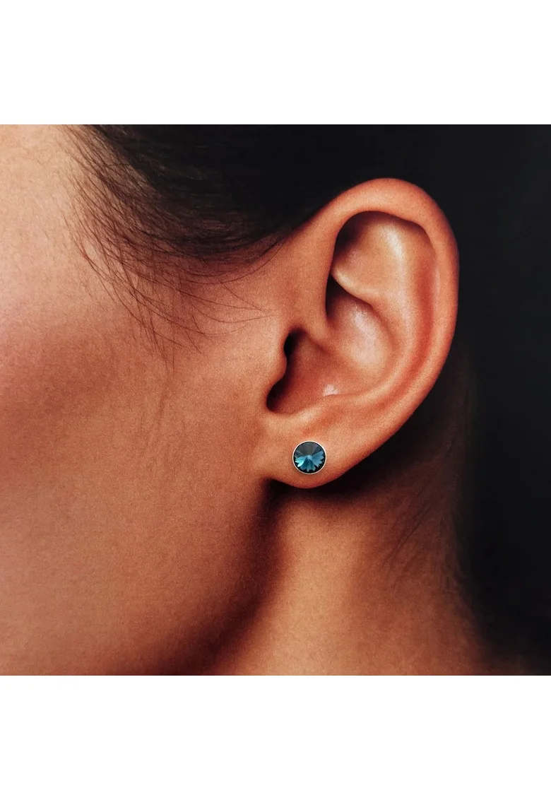 Cercei din Argint 925 cu Cristale Swarovski Albastre, 6mm, 10mm