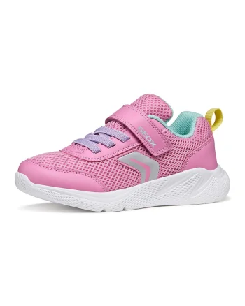 Pantofi sport Sprintye usori din plasa cu garnituri din piele ecologica, Roz/Argintiu