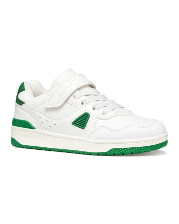 Pantofi sport Washiba din piele ecologica cu velcro, Alb/Verde