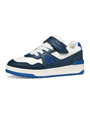 Pantofi sport Washiba din piele ecologica cu velcro, Alb/Albastru ultramarin