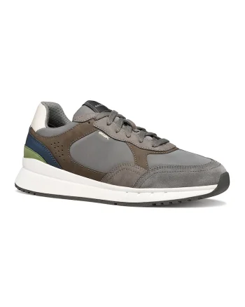 Pantofi sport Branthon low-cut cu insertii din piele ecologica, Maro taupe deschis/Grej