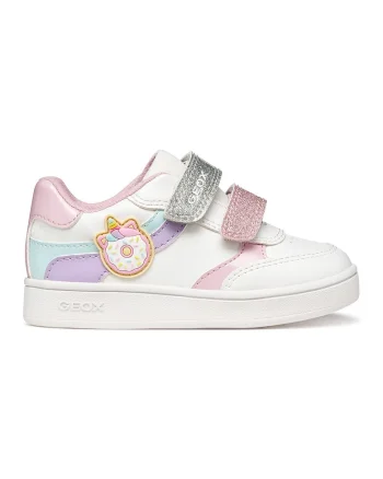 Pantofi sport din piele ecologica cu banda dubla velcro, Rosu/Albastru deschis/Bleumarin