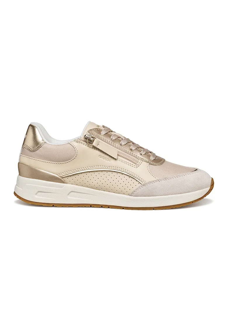 Pantofi sport din piele ecologica cu garnituri din piele intoarsa, Bej