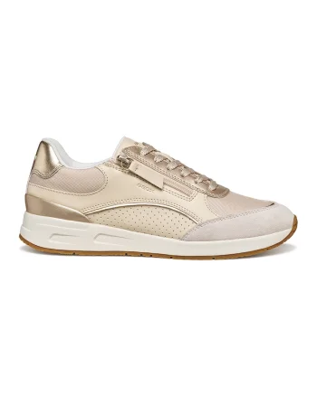 Pantofi sport din piele ecologica cu garnituri din piele intoarsa, Bej