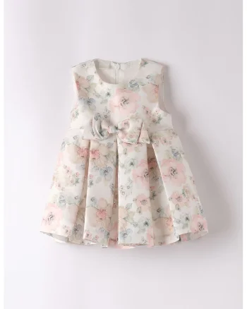Rochie fara maneci cu model floral, Roz pastel/Verde pal/Alb murdar