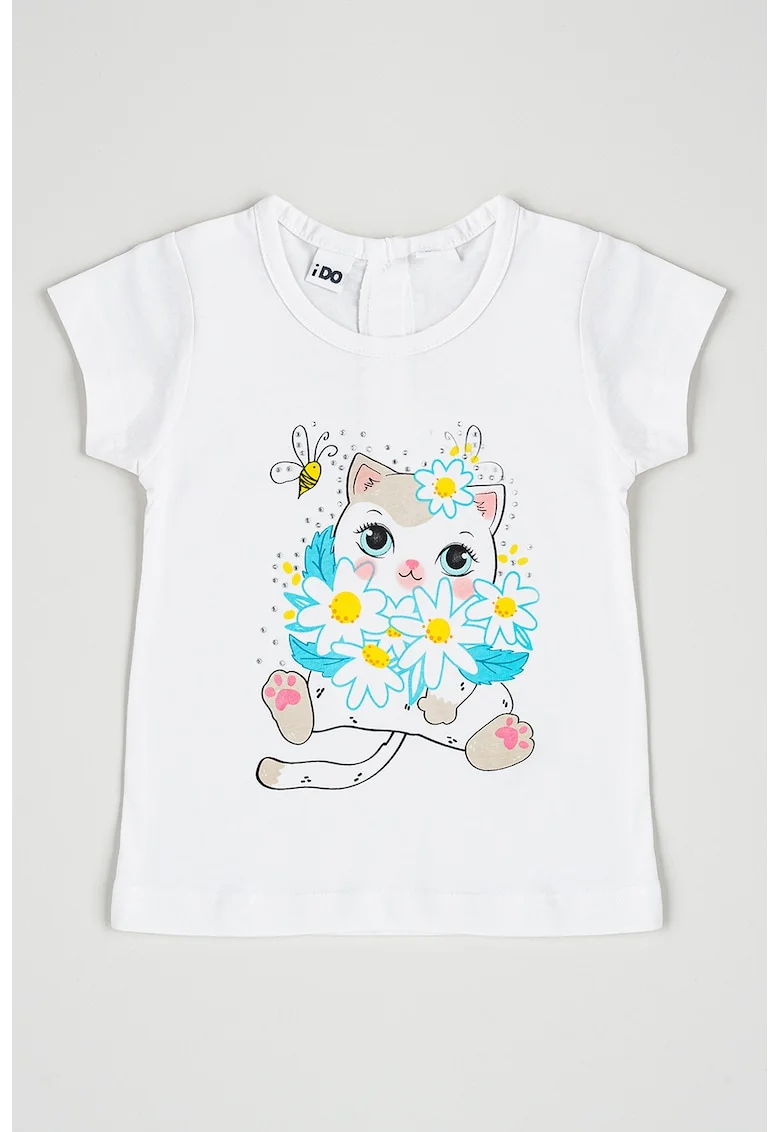 Tricou cu imprimeu grafic, Albastru pastel/Turcoaz/Alb optic