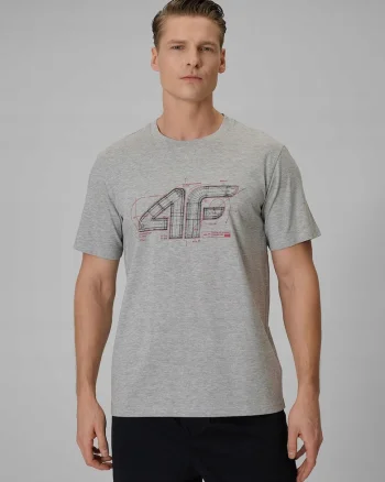 Tricou barbati  gri, bumbac, imprimeu