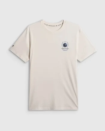 Tricou barbati  bej, bumbac, cu imprimeu
