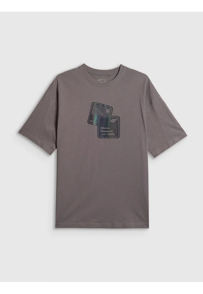 Tricou barbati,  gri, din bumbac, croiala lejera