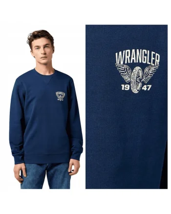 Hanorac barbatesc,  Americana Crew, regular fit, bumbac, albasdwqftru, Albastru