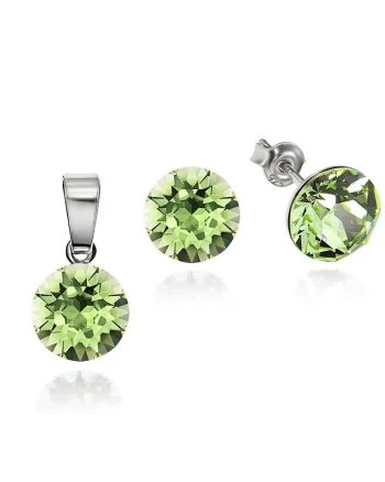 Set Argint 925 placat cu rodiu cu cristale Swarovski® 8mm, Verde