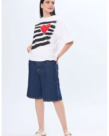 Tricou supradimensionat pictat manual Amour