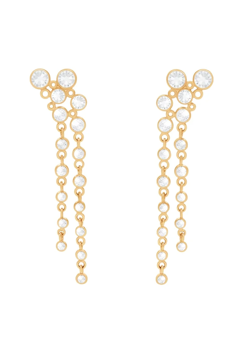 Cercei placati cu aur 18K si decorati cu pietre zirconia