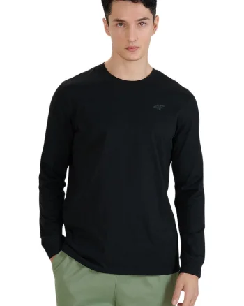 Tricou barbatesc  maneca lunga, negru, bumbac,