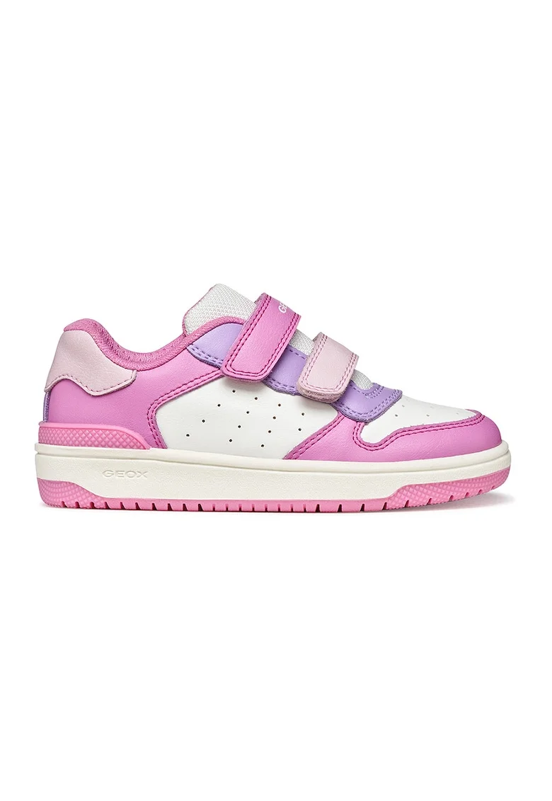 Pantofi sport Washiba din piele ecologica cu model colorblock, Alb/Roz/Violet pastel