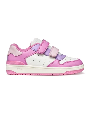 Pantofi sport Washiba din piele ecologica cu model colorblock, Alb/Roz/Violet pastel