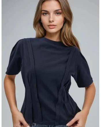 Tricou dama,  mulat, albastru marin, jerseu
