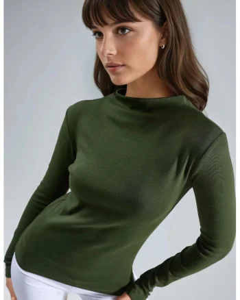 Bluze dama,  Slim fit, Verde, Jerseu
