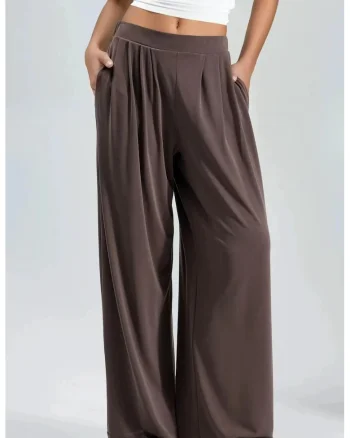 Pantaloni dama,  modal/poliester, maro