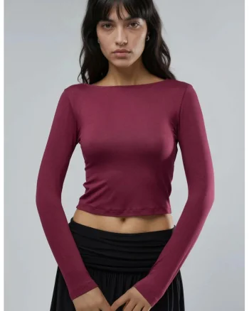 Bluza dama,  Visiniu, Jerseu, Slim fit
