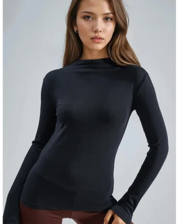 Bluza,  Slim fit, Negru, Jerseu