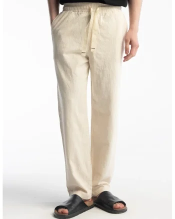 Pantaloni barbati,  picior drept, bej natural, bumbac 100%
