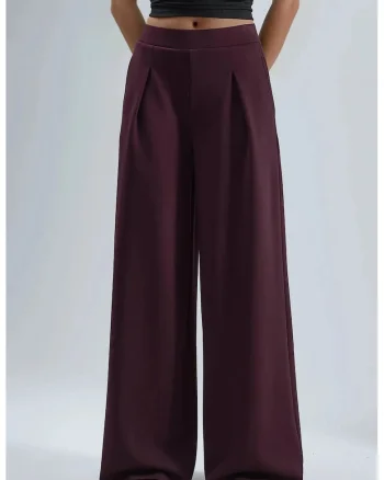 Pantaloni dama,  textil, visiniu