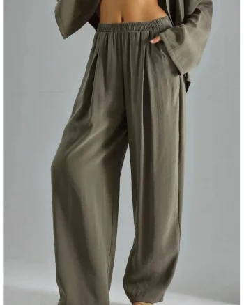 Pantaloni dama,  textil, kaki