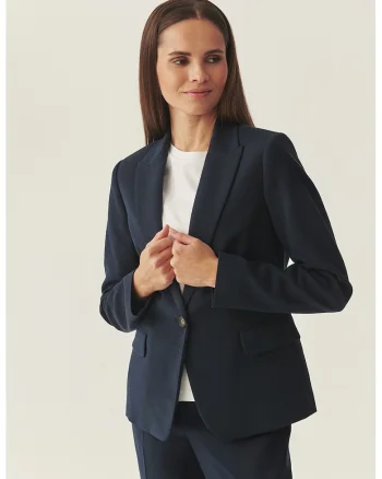 Sacou din amestec de bumbac cu model uni, Albastru ultramarin