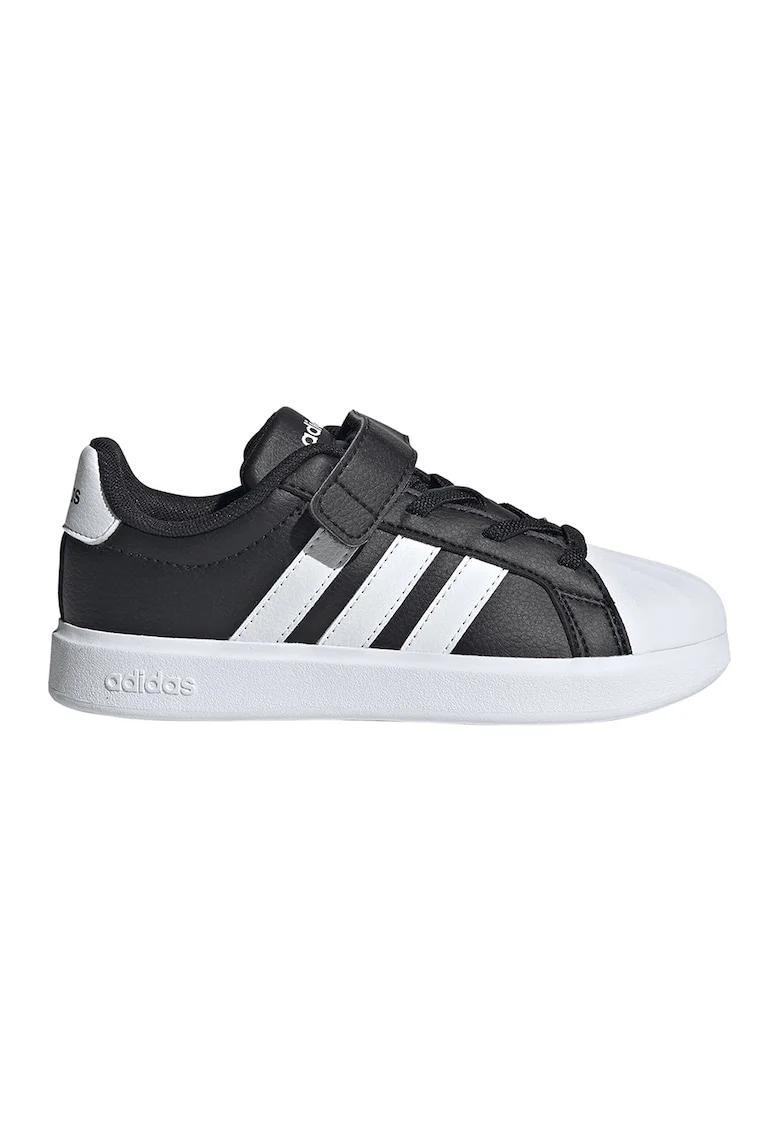 Pantofi sport din piele ecologica cu velcro StreetTalk, Negru/Alb optic