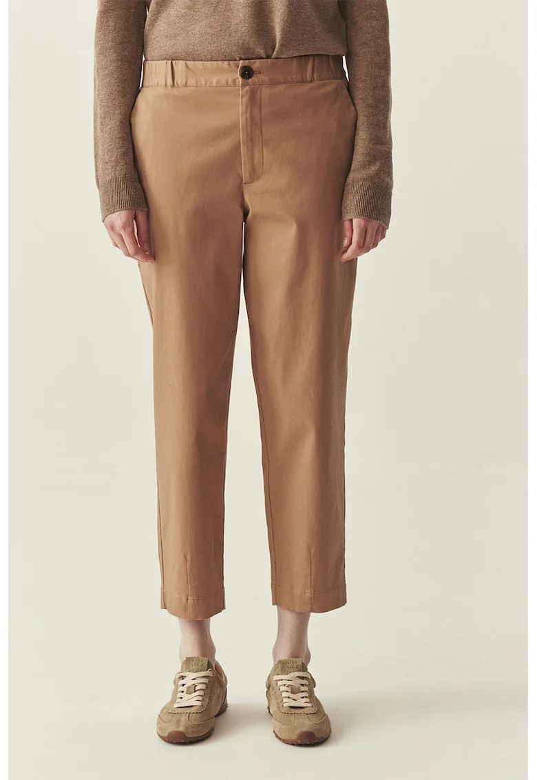 Pantaloni cu croiala dreapta si talie medie, Caramel