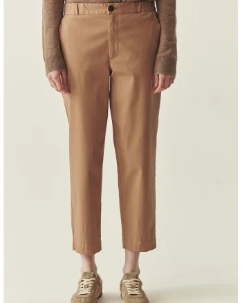 Pantaloni cu croiala dreapta si talie medie, Caramel