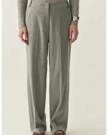 Pantaloni cu croiala ampla si pliuri Masda 3, Gri melange