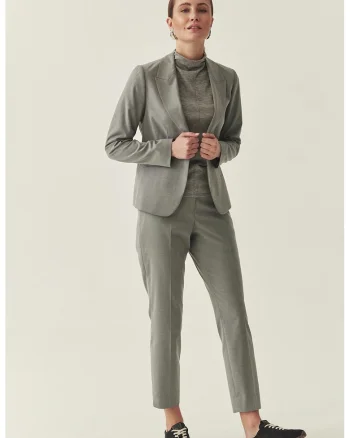 Pantaloni crop elengati, Gri melange