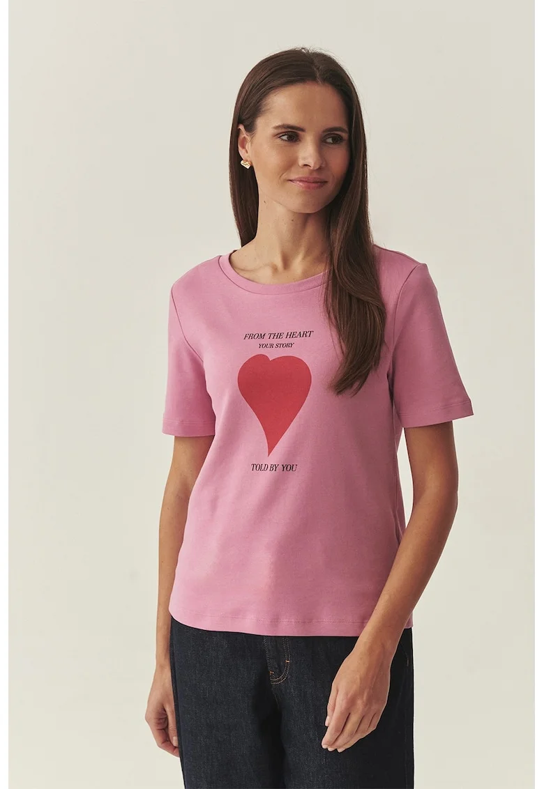 Tricou din bumbac cu imprimeu grafic, Rosu/Roz
