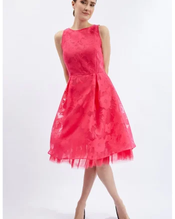 Rochie de dantela cu tul, Roz aprins