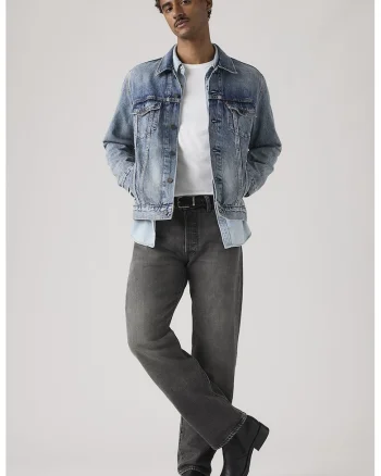 Blugi relaxed fit cu aspect decolorat 501®, Gri carbune