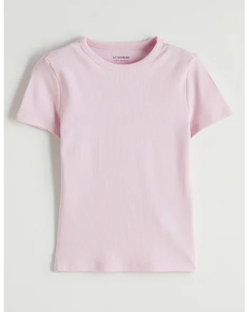 Tricou uni cu striatii, Roz pastel