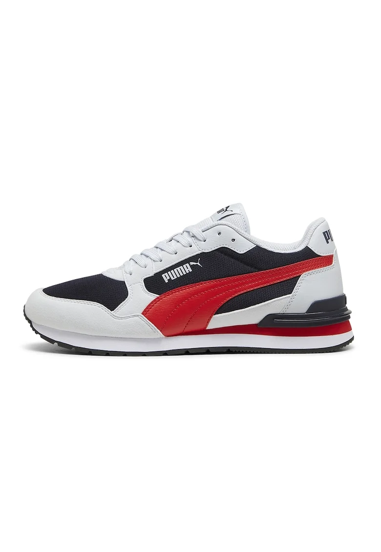 Pantofi sport ST Runner v4 de plasa cu garnituri de piele ecologica, Rosu/Alb