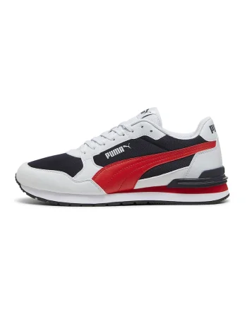 Pantofi sport ST Runner v4 de plasa cu garnituri de piele ecologica, Rosu/Alb