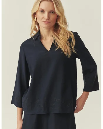 Bluza lejera cu maneci 3/4, Albastru ultramarin