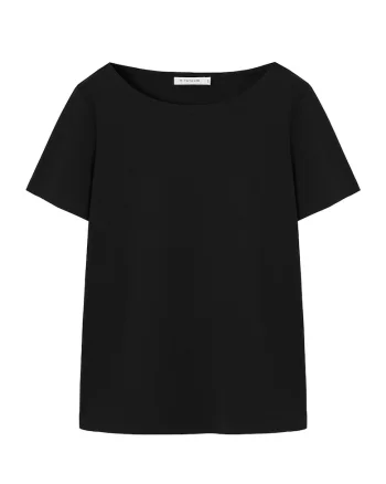 Tricou din amestec de bumbac cu decolteu rotund, Negru