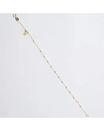 Bratara din Aur Galben de 18 kt cu Bile, Fecioara Maria si Lant Diamantat, Ajustabila,  1.14g