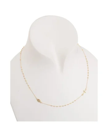 Colier Rozariu din Aur Galben de 18 kt cu Bile Diamantate,  2.6g