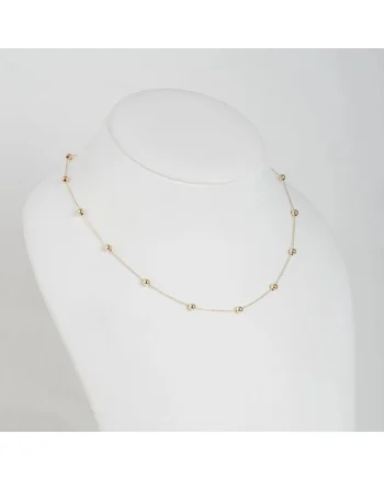 Colier din Aur Galben de 18 kt cu Bile si Lant Diamantat,  2.08g