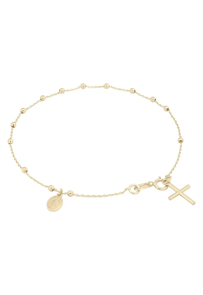 Bratara Rozariu din Aur Galben de 18 kt cu Icoana si Cruciulita,  1.35g