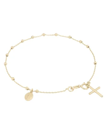 Bratara Rozariu din Aur Galben de 18 kt cu Icoana si Cruciulita,  1.35g
