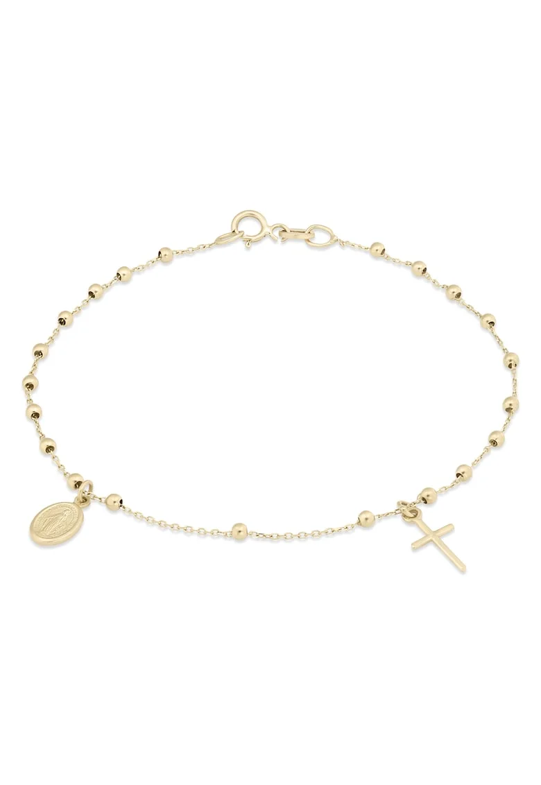 Bratara Rozariu din Aur Galben de 18 kt cu Icoana si Cruciulita,  1.95g